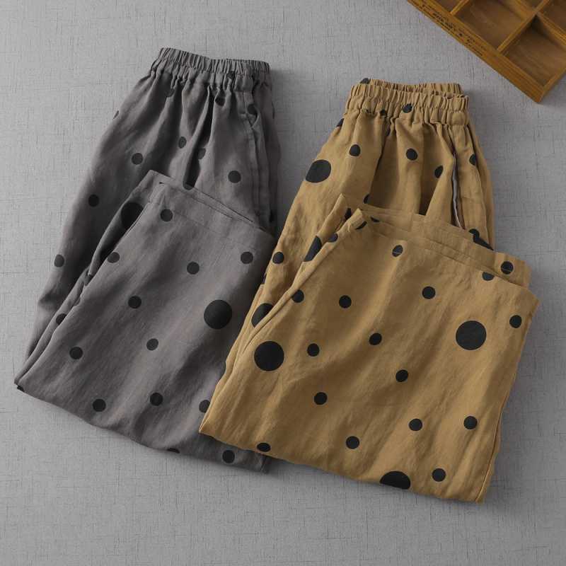 

Summer Ramie Loose Casual Pants M жёлтый