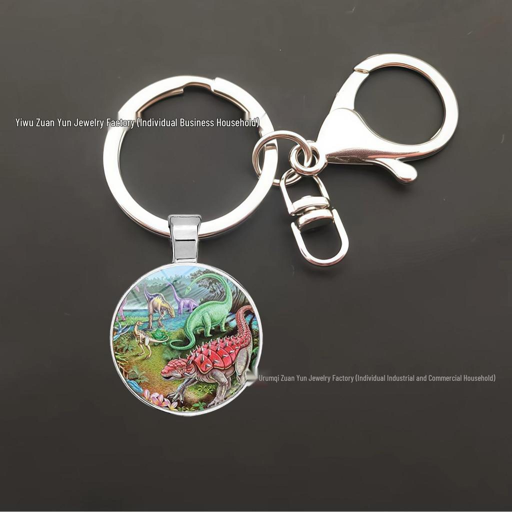 Dinosaur Keychain Pendant: T-Rex, Pterodactyl, Diplodocus, Spinosaurus with Metal Lobster Clasp - Popular European & American Design