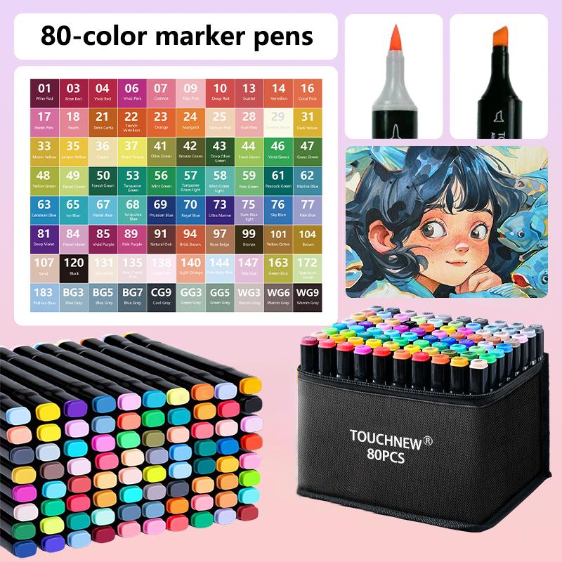 40/60/80/168 Colors Alcohol Markers Set Soft Brush Dual Tip Permanent Art Sketch Markers for Adult Artists Drawing Coloring