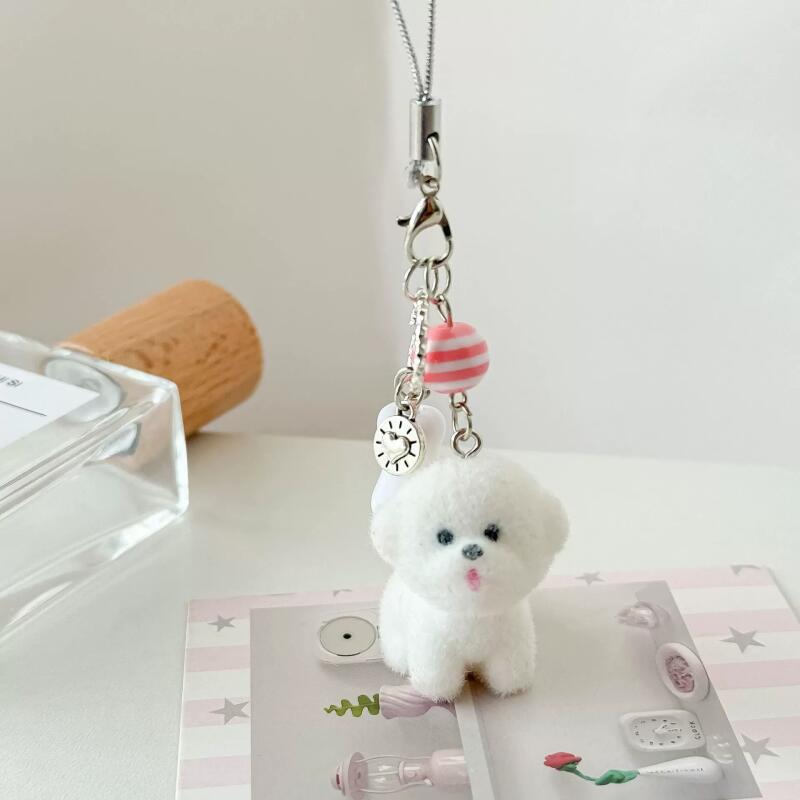 Velvet Animal Flocking Dog Cat Keyring Key Holder Bag Charm