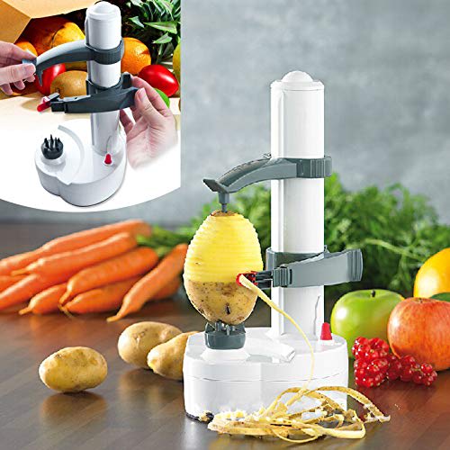 BAIRNOX Electric Peeler, Automatic, Multi-Functional Kitchen Tool for Peeling Apples, Pears, Potatoes, Vegetables, and Fruits, Stainless Steel and Pla