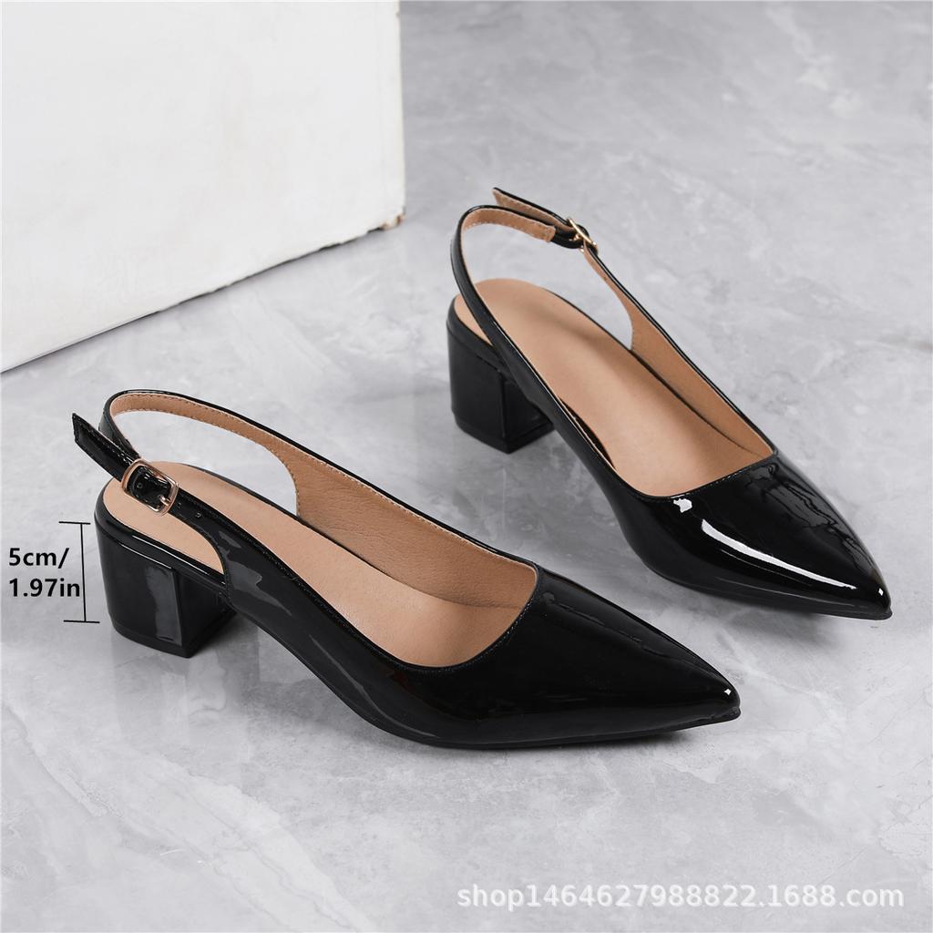 Ladies Spring and Summer New Thick Heel Bag Head Empty Thick Heel Women's Shoes Fashionable Versatile Pointed Back Lift Elegant High Heel Cool