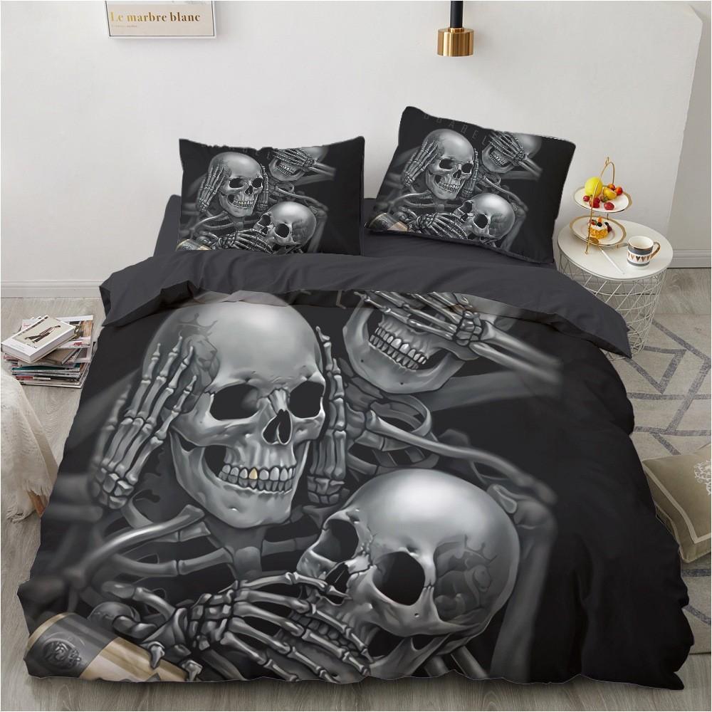 Home Textiles Four-Piece Three-Piece Bedding Digital Printing Bedding One-Piece Halloween Skull