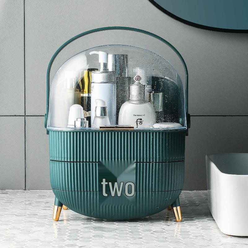 Custom Light Luxury Cosmetic Storage Box: Large Capacity Handheld Lipstick and Mask Organizer.