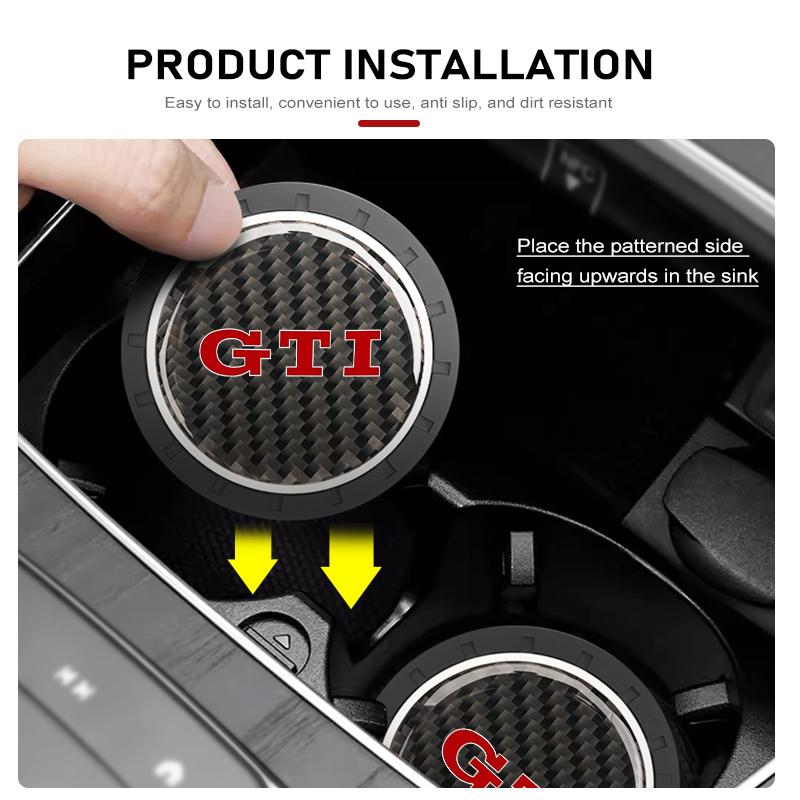For VW VOLKSWAGEN 2026 New 2Pcs Car Water Cup Anti-slip Pad Carbon Fiber Holder Mat For GTI Tiguan Passat B5 B6 B7 CC Jetta MK5