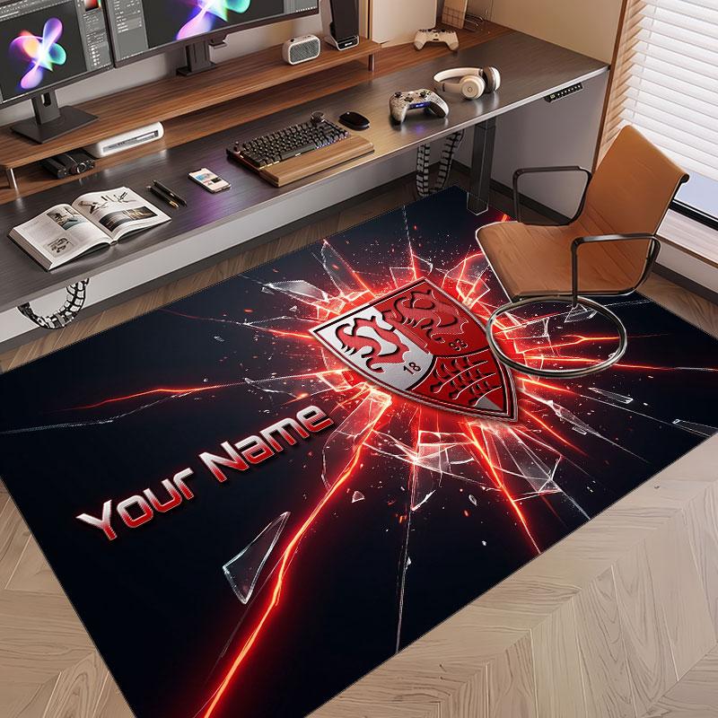 Custom Rug VfB Stuttgart FC Pattern Print Name Text Soft Non‑Slip Floor Carpet for Home Indoor Decoration