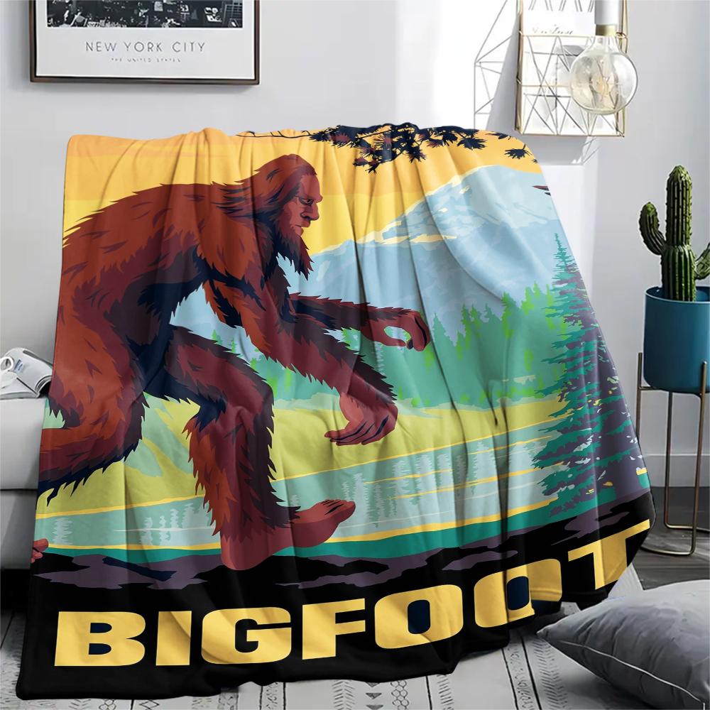 Bigfoot pattern Flannel Blanket, High quality Comfortable for All Seasons, Home Decor, Warmth and Comfort, Perfect for Gifts.