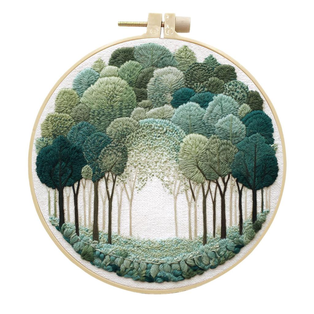 1pc Forest Landscape Embroidery DIY Fabric Craft Kit with Tools