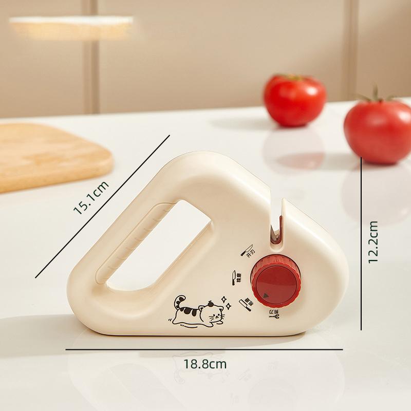 Hand-Held Four-In-One Knife Sharpener Household Sharpening Tool Kitchen Double-Sided Grindstone Knife Sharpening Artifact