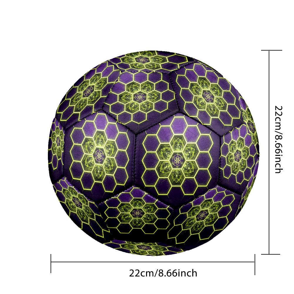 1pc Hexagonal Neon Grid Themed Soccer Ball, Size 5, Lightweight PVC Material, Outdoor Training Soccer Ball Gift. q62256