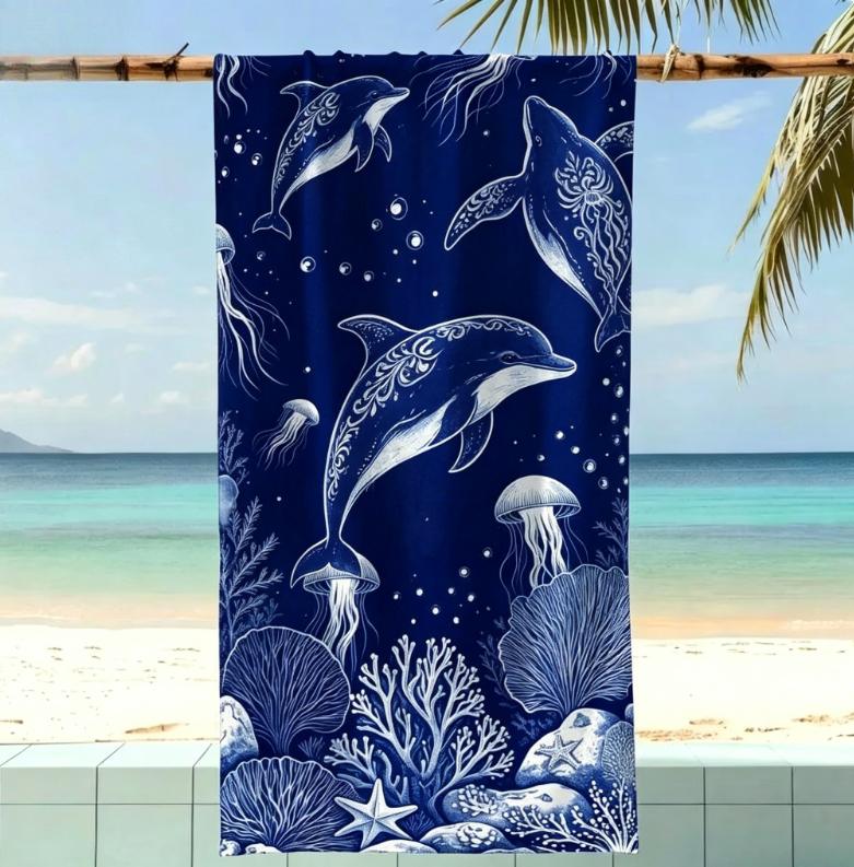 Luxuriöses Nautisches Schildkröten Strandtuch Boho Meeres-Tier-Print Schnelltrocknendes Mikrofaser-Handtuch für Strandlagerfeuer, Küstenausflüge, Camping