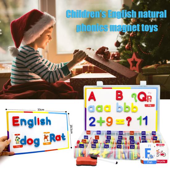 1 Set Magnetic English Letter Toy Colorful Uppercase Lowercase Letter Number Learning Preschooler
