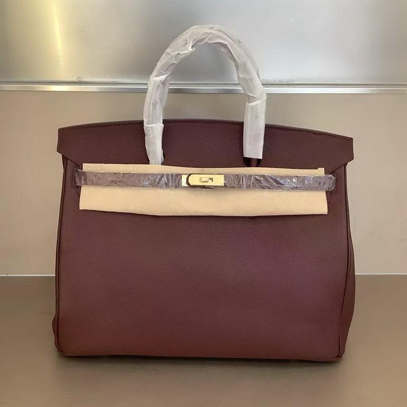 ML2026 Nueva Piel de Vaca de Capa Superior Bolso Platino de 40 cm Bolso Grande Bolso de Mano Bolso de Cuero Genuino para Mujer