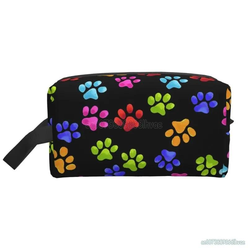 Multicolor Paws Dog Makeup Bag Waterproof Travel Cosmetic Bag Toiletry Pouch Organizer for Women Large Capacity Storage Bags
