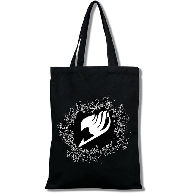 

Хлопковая сумка для покупок Fairy Tail, большая сумка с мультяшным принтом, сумки для покупок для девочек, повседневная мода 24*26cm