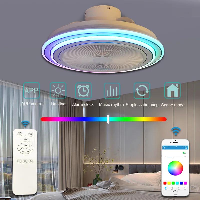 50CM Ceiling Fan With Led Light Remote Control Smart Bluetooth Speaker Ceiling Lamp Chandelier RGB Starlight For Home Room Decor