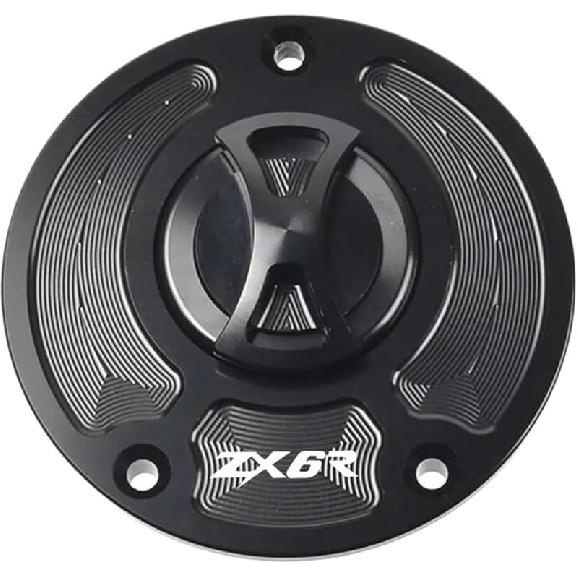 ZX6R Fuel Tank Cap Keyless Motorcycle Fuel Fit for Gas Tank Cap Cover Fit for Ninja ZX6R 636 ZX636R 2007-2018(Black) чёрный
