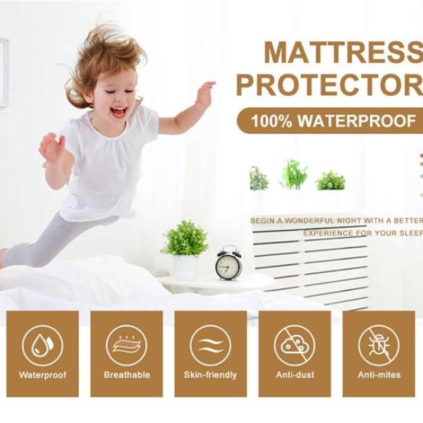 Neue wasserdichte Matratzenauflage, hypoallergener Matratzenschoner gegen Hausstaubmilben und Bakterien, Spannbetttuch-Matratzenauflage