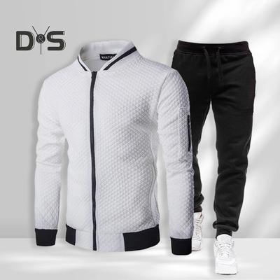 1 set Trening Bărbați Guler cu fermoar Jachetă cu cordon Talie elastică Pantaloni de jogging Îmbrăcăminte sport Set două piese Toamnă Iarnă Alergare în aer liber Ciclism