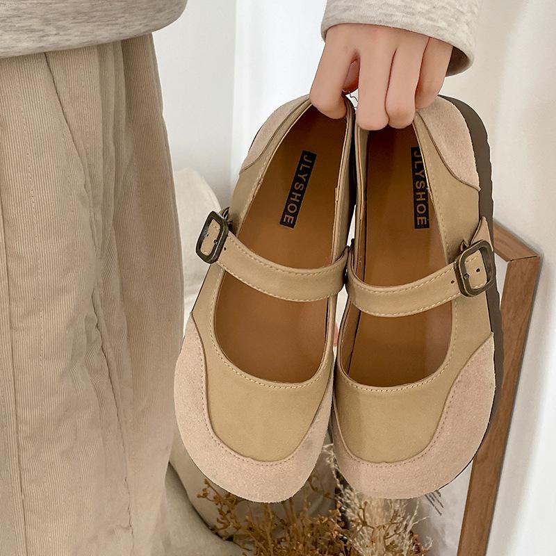 Mode leichte Retro erhöhende dicksohlige flachmündige Einzel-Schuhe Damen 2025 neu Frühling und Herbst mit Rock runder Zeh Mary Jane Schuhe