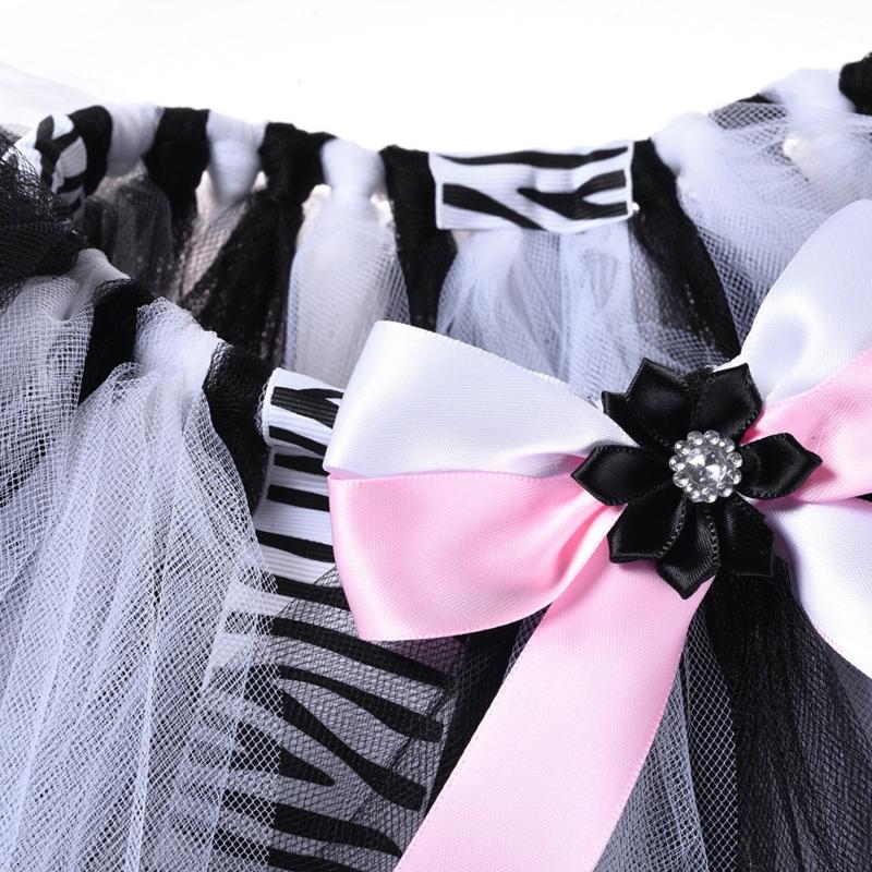 4Pcs Zebra Costume Set Zebra Ears Headband Tail Tutu Skirt Bowtie for Kid Halloween Christmas Animal Cosplay Accessories