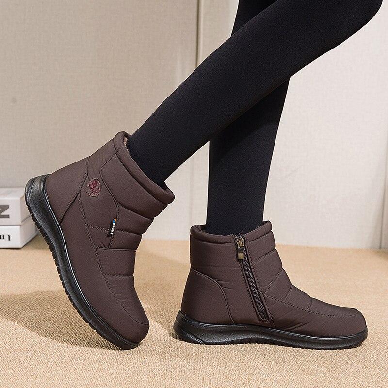 Rimocy  New Thick Plush Winter Boots For Women Non -Slip Waterproof Snow Boots Woman Flat Heels Warm Cotton Padded Shoes