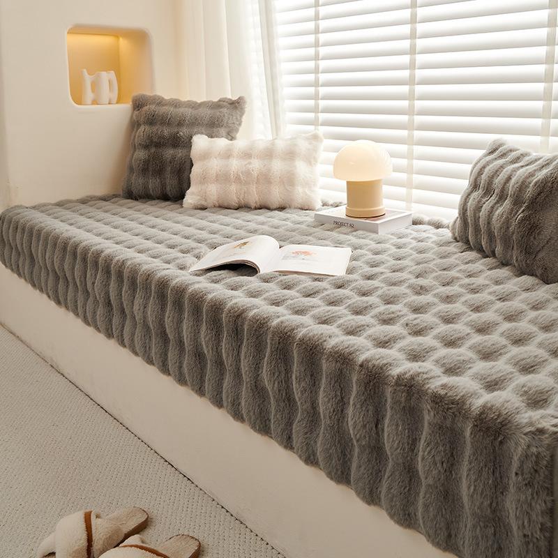 Winter Ins Style Thickened Ledge Cushion Window Cushion Rabbit Plush Balcony Bedroom Tatami Cushion