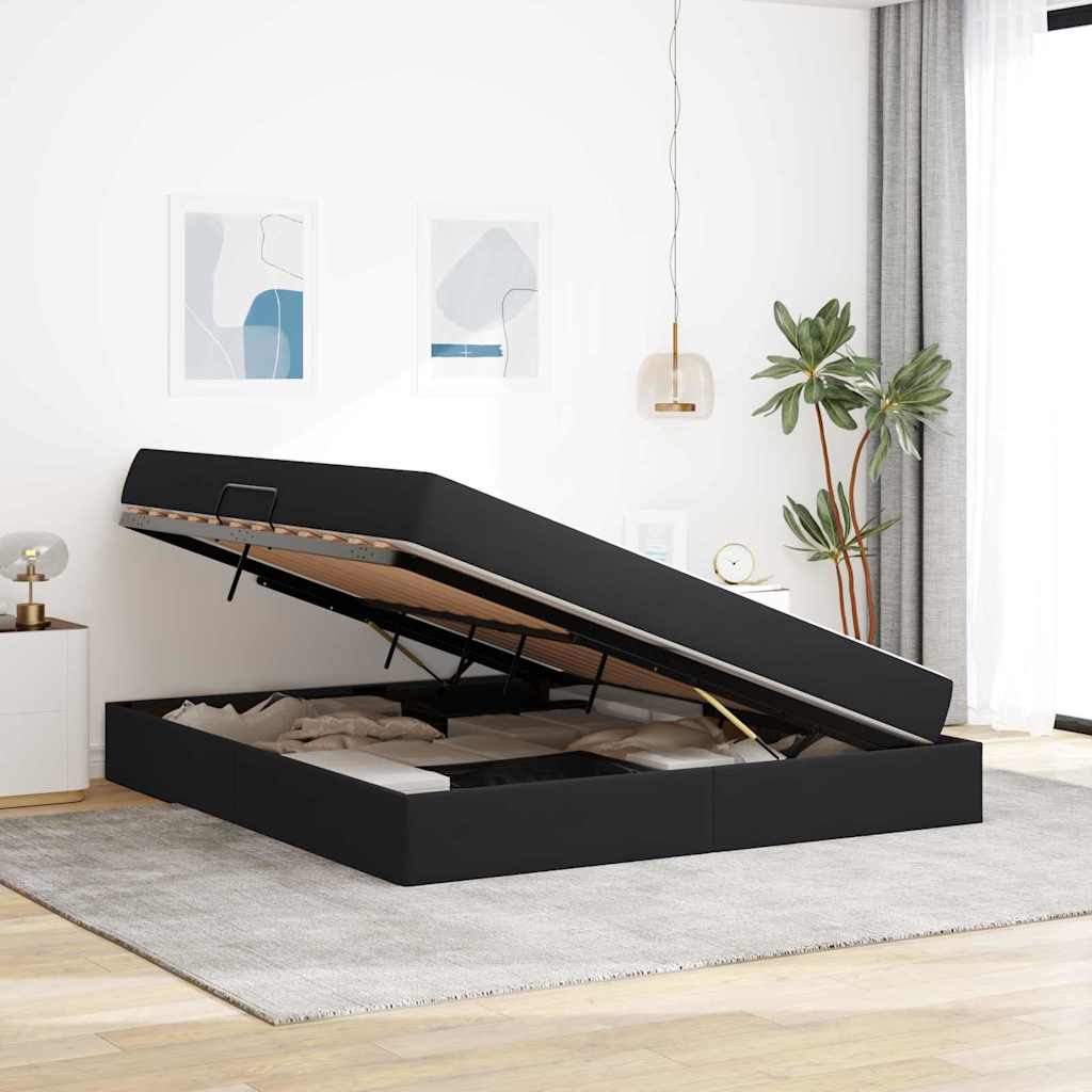 Storage Bed with Mattress Black 160 x 200 cm Velvet