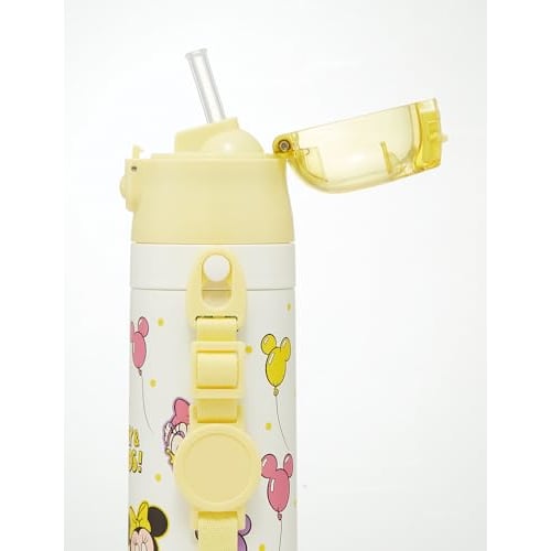 Skater Children's Water Bottle, 2-Way, Straw/Cup/400ml Capacity, Disney Mickey & Friends Balloon Design, Stainless Steel, Lightweight, Insulated, Smal
