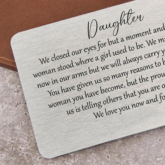 Engraved Wallet Card Insert Stainless Steel Wallet Card I Love You Sentimental