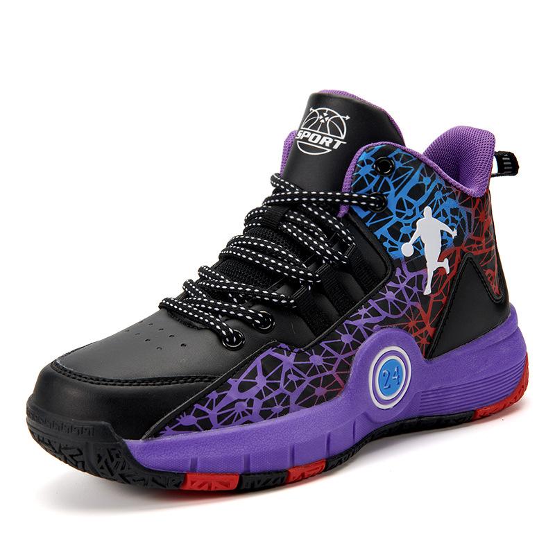 2025 Four Seasons Boys Basketball Shoes Children's Student Sports Shoes Medium Top Lightweight Running Shoes Medium Older Children's Training Shoes