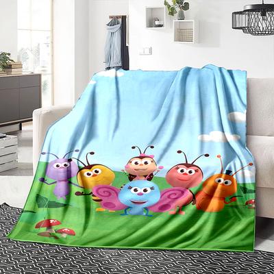 1Pc Bugs Garden Blanket For Couch Bed Plush Cozy Fuzzy Blanket Super Soft Warm Blankets For Fall And Winter 09187