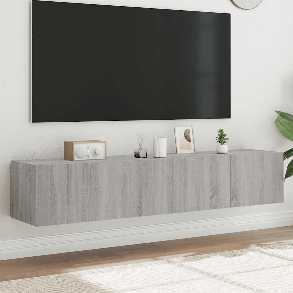 Vidaxl Wand-TV-Schränke mit LED, 2 Stück, Sonoma-Eiche Grau, 80x35x31 cm