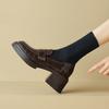 Spot Lightning Hair~ Gold Buckle Round Head Heightening Loafers 2025 Spring and Summer Retro Sheepskin Thick Heel Single Shoes Main Push