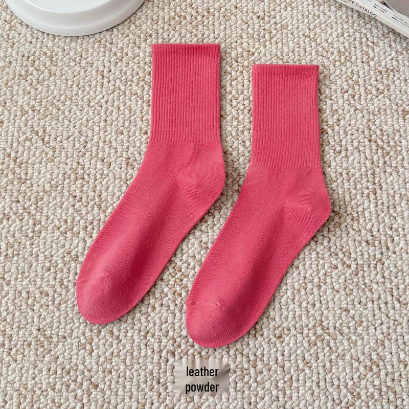 Bunte Damen Kniehohe Candy Color Scrunch Socken - Trendy, Ganzjährig, Mittelhoher Schaft, Einfache Tanz Baumwollsocken