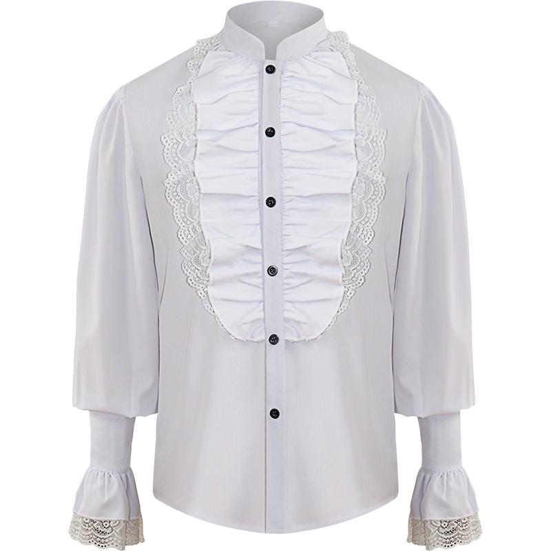 2021 European & American Men's Solid Color Steampunk Retro Stand Collar Coat