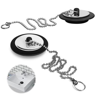 2 PCS Universal Sink Plug, Bath Plug Replacement, Kitchen Sink Plug Replacement, 40cm Chain