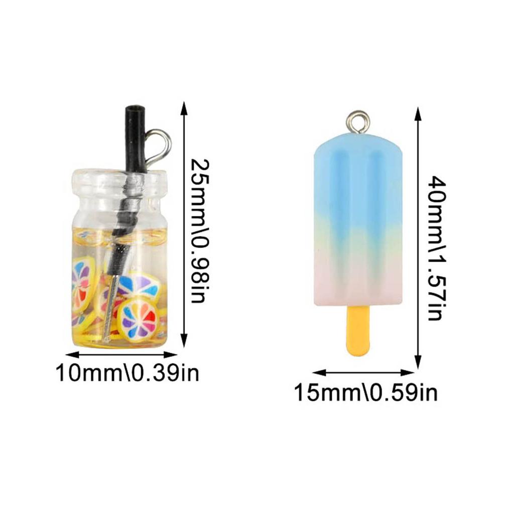 DIY Jewelry Components Milk Tea and Ice Cream Pendant Kits Jewelry Making Supplies Handmade Accessories for Women Girl
