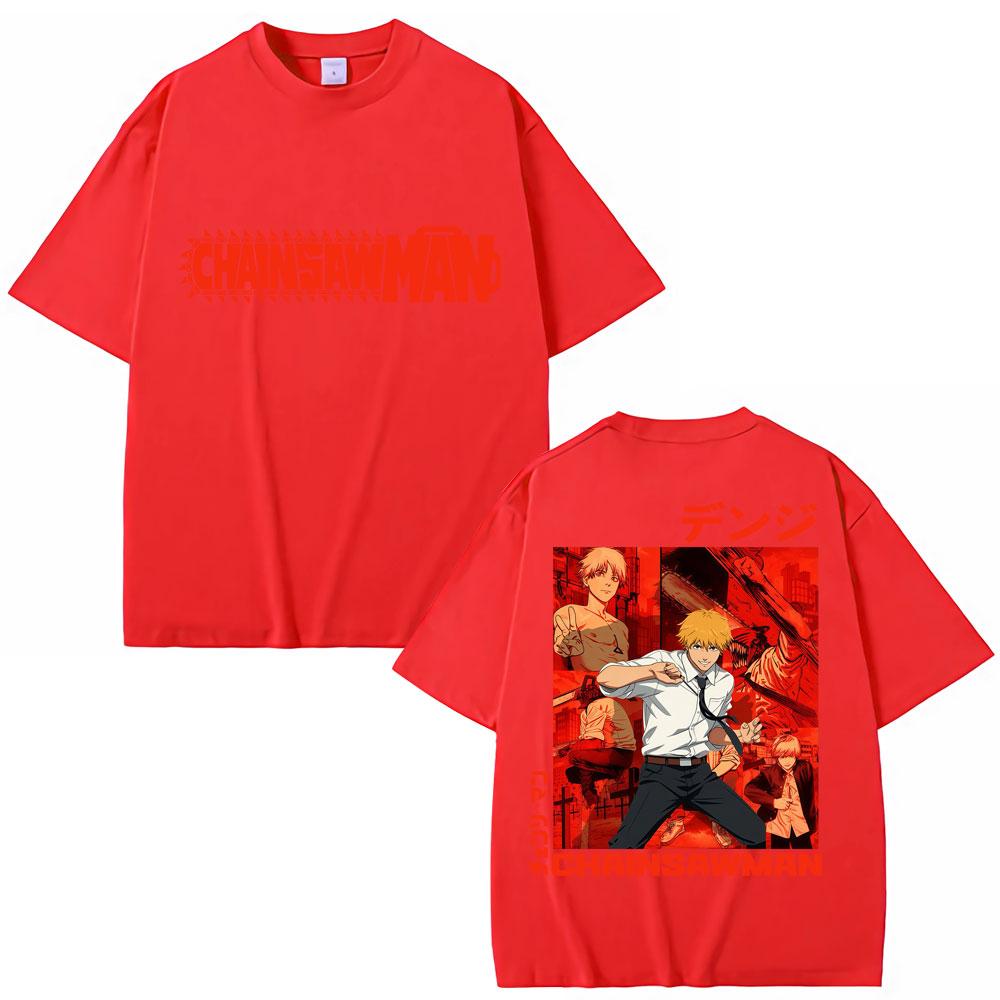 

90s Japanese Anime Chainsaw Man Graphic T Shirt Men Women Fashion Vintage Cosplay T-shirts Oversized Cotton T-shirt 3XL
