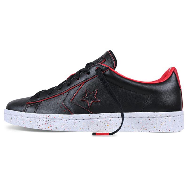 Converse Pro Leather 76 Casual Versatile Low-top Canvas Shoes Unisex Black and Red