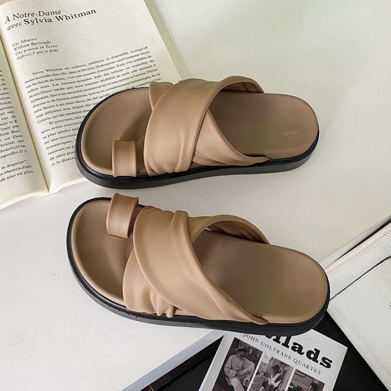thick-soled toe slippers women's summer new beach wear cross-strap fashion casual versatile soft-soled sandals