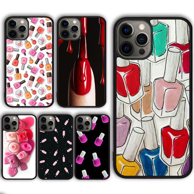 Nagellack Collage Handyhülle Cover für iPhone 17 Air 16 16e 15 13 14 11 12 Pro Max Plus coque fundas Schale