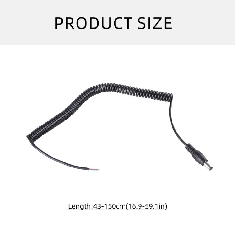 Portable 5.5x2.5mm Expandable Power Cord for DIY Projects Supports Up to 60W DC5525 Male to 2Pin Bare End Spring Cable