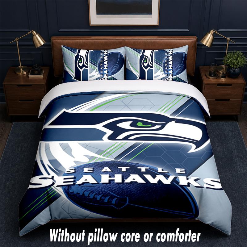 Seattle Seahawks Design Bed Bedding Set 1 Duvet Cover + 2 Pillowcases Soft Breathable Household Bed Linens