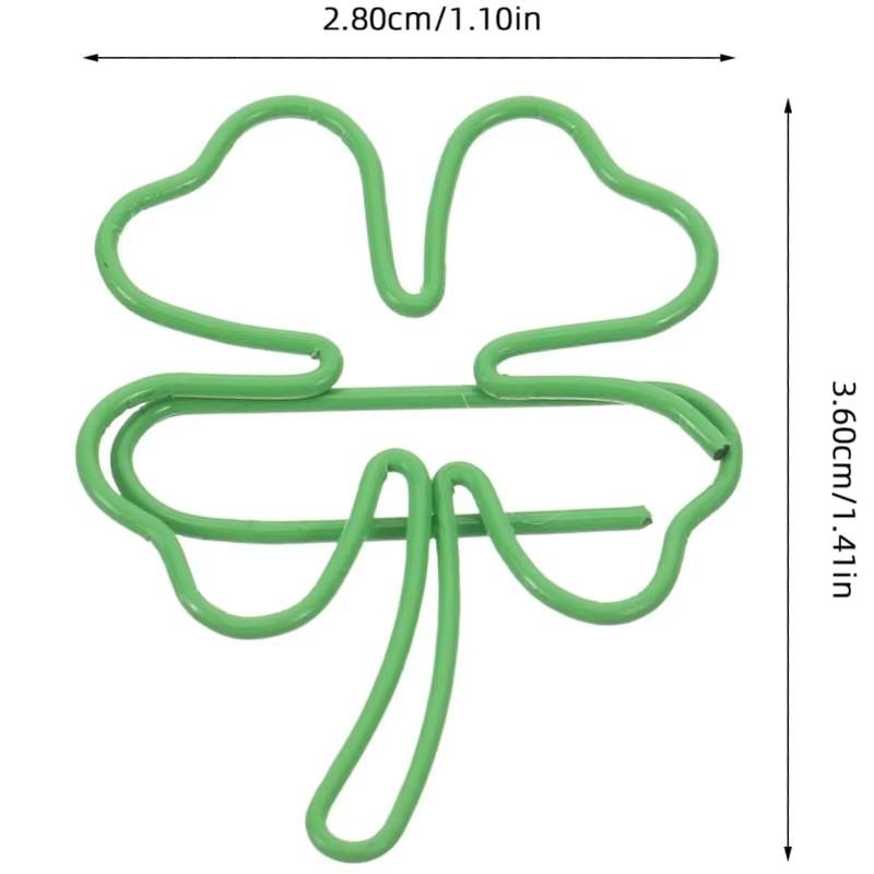 

50 шт. Милые зеленые с четырехлистным клевером скрепки для бумаги в стиле INS, Прекрасные украшения для скрапбукинга для девочек, Зажимы для папок, Офисные принадлежности для скрепления документов и счетов