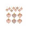 12Pcs Christmas Balls Pendant Plastic Heart-shaped Ornament Christmas Tree Ornaments DIY Home Decor Supplies New Year Party Gift