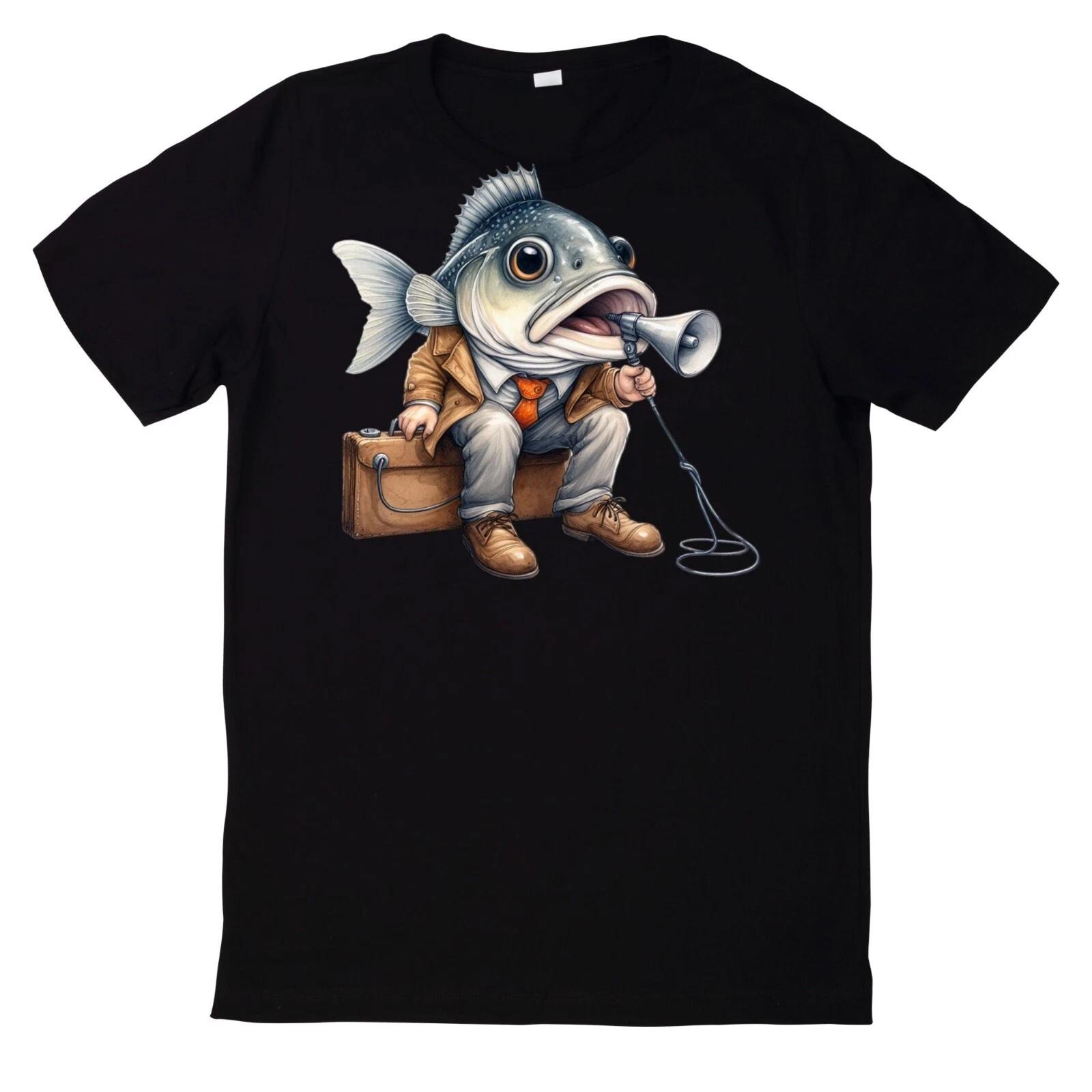T-Shirt Lustiges Angler Fisch Motiv M