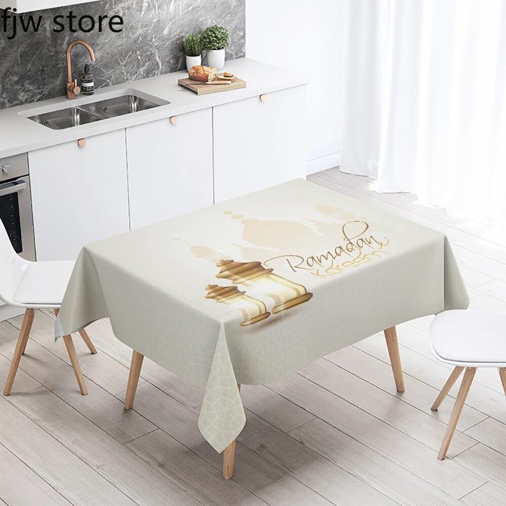 Ramadan Home Decoration Tablecloth Islamic Muslim Mosque Ramadan Kareem Decorative Tablecloth Waterproof and Stain Resistant