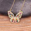 Nidin Top Quality Copper Zircon 12 Styles Charms Butterfly Pendant Chain Necklace for Women Gold Plated Vintage Boho Jewelry