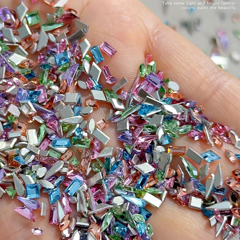 50Pcs Nail Mini Glass Charming Sparkling   Collection Mixed Color Luxury Manicure Decorations Accessories